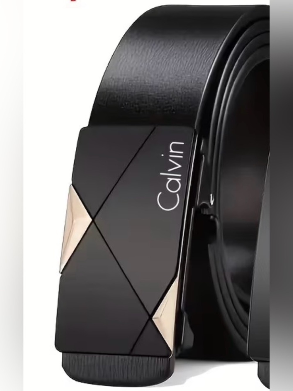 Sleek Black & Gold Tone Calvin Belt PU and Zinc Alloy- Adjustable-Toothless NEW
